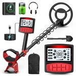 CALMORA Adult Professional Metal Detector, 4000mAh Rechargeable, 10" Waterproof Coil, 5 Modes, DSP Chip, Lightweight, Red, Adults, Hobbyists, Professionals