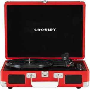 Crosley CR8005DP-RE1 Cruiser Plus Vintage 3 Speed Bluetooth in/Out Vinyl Turntable Suitcase, Red