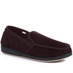 Pavers Slippers Men | Extra Wide Fit G | Corduroy Style Design | Flexible and Elasticated | Memory Foam Insoles for Added Comfort | Antibacterial Mens Slippers - Burgundy Size 9 (43)