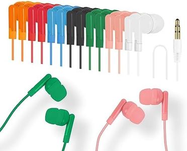 QIDAIZUOEN 28 Packs Kids Earbuds Headphones Bulk for School Classrooms Student Earphones Class Set Ear Buds Wired Disposable Durable Multiple Colors Individually Wrapped in 7 Colors