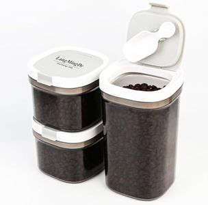 LANGMINGDE 3PCS Food Storage Containers Set with Scoop, Airtight Kitchen Canister for Coffee bean, Flour, Sugar, Coffee Grounds, BPA Free Kitchen and Pantry Organization and Storage