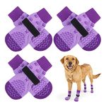 EXPAWLORER Anti-slip Dog Socks - Double Sides Dog Socks with Grips Large Coverage, Stop Licking for Injured Paws, Soft Paw Protector Gripper Socks for Hardwood Floors Indoor, Purple Large