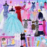 600+Pcs Fashion Design Kit for Girls with 5 Mannequins - Sewing Kit for Kids Ages 6-12, Creativity Learning Craft Toys DIY Arts & Crafts for Girls Age 6, 7, 8, 9, 10-12, Teen Girls Kids Gift