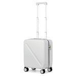 MILADA 16 Inch Underseat Carry On Luggage Airline Approved Hard Shell Suitcases with TSA Luggage Small Suitcases with Wheels Mini Suitcase Carry On Bag for Short Business, White