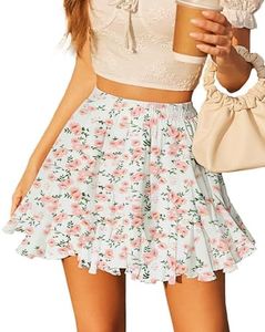 Avidlove Skirts for Women Pleated Skirts for Women Trendy High Waist Sexy Skater Mini Skirt(White Flower,XXL)