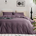 JELLYMONI Purple Bedding Duvet Cover Set - 100% Washed Cotton Linen Like Textured California King Comforter Cover, 3 Pieces Soft Bedding Set with Zipper Closure (Purple, Cal King 104"x98")