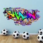 MULTI FULL COLOUR PERSONALISED GRAFFITI NAME Brick Wall Sticker Decal Graphic bedroom transfer mural print