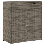 vidaXL Garden Storage Cabinet Outdoor Box Cupboard in Grey Poly Rattan, Weather-Resistant with Spacious Interior