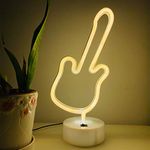 Guitar Neon Sign Lights Indoor Night Light with Holder Base Battery/USB Operated Glowing Neon Sign LED Light for Living Room Bedroom Christmas Party Supplies Kids Toys Birthday Gifts (Guitar)