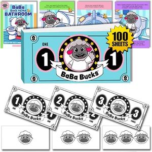 LIL ADVENTS Baba Bucks 100pcs Educational Behavior Rewards Play Money for Toddlers: Visually Count Collect & Cash in, Learning Skills, Math Games for Toddler, Easy Counting, Safety Tested 18M+