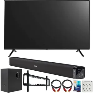 LG UQ7590PUB 70 Inch HDR 4K UHD Smart TV Bundle with Deco Gear Home Theater Soundbar with Subwoofer, Wall Mount Accessory Kit, 6FT 4K HDMI 2.0 Cables and More