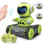 DEERC Robot Toys for Kids,Remote Control Emo Robot W/Auto Demo,Gesture Sensing,Flexible Head & Arms,Dance Moves,Music,LED Eyes,Rechargeable RC Toys Xmas Birthday Gifts for Boys Girls