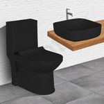 Plantex Ceramic One-Piece Commode with Counter-Top Basin for Bathroom/Western Toilet/Bathroom Wash Basin - S Trap Commode - Black