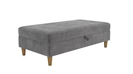 DHP Hartford Storage Ottoman with Wooden Legs, Space-saving Design, Grey Chenille