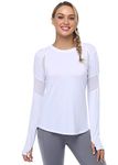 Muzniuer Womens Long Sleeve Workout Shirts-Plain Long Sleeve Tshirt for Women Yoga Sports T-Shirt Activewear with Thumb Hole - white - Medium