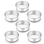 TeamFar 6 Inch Cake Pan, 6 Pcs Cake Pan Set Round Baking Pan Stainless Steel for Baking Steaming Serving, Fit in Oven Pressure Cooker Air Fryer, Healthy & Heavy Duty, Easy Clean & Dishwasher Safe