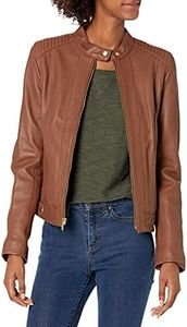 Cole Haan Leather Jacket Chaqueta de Cuero, Madera de Nogal, M para Mujer