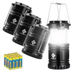 Vonair Etekcity Camping Lanterns for Power Outages 4 Pack, Flashlight for Camping Essentials, Emergency Led Battery Operated Lights, Survival Kit and Gear for Hurricane, Black