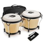 Eastar EBO-1 Bongo Drums 2 Sets 6” and 7” Wood Percussion Instrument Bongos for Kids Adults Beginners Natural Skin Heads with Tuning Wrench and Bag