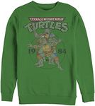 Nickelodeon Men's Teenage Mutant Ninja Turtles Group Elite Pullover Crew Fleece, Kelly Green, Large, Kelly Green, Large