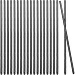 HEIHAK 20 Pack 16 Inch Straight Rebar Stakes, 3/8" Thick Steel Heavy Duty Anchor Ground Rebar Stakes with Pointed End, Metal Garden Stakes for Landscaping Camping Concrete Forming Plant Support, Black