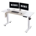 bilbil 55 x 24 Inches Electric Height Adjustable Standing Desk, Smart Home Office Stand Up Desk - Memory Settings - Solid Top - Double-Beam Construction - Anti-Collision Technology