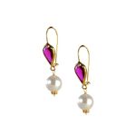 Slayinbyneelima 14KT Gold with Ruby Western Earrings for Women, Gold