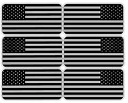 6 pcs Hard Hat American Flag Sticker, REFLECTIVE USA Mirrored Stealthy Flag Hard Hat Stickers, Hardhat Decals, Tactical Morale Military Gear Labels, USA American Flag Helmet Toolbox