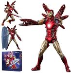 LonullyMege Ironman MK85(Deluxe Version) Action Figure-7inch Light with Chest and Eyes Metal Painting Collectable Model-20 Joints Movable with Multi Weapon Accessories Toys(1/10 Scale)