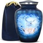 Trupoint Memorials Cremation Urns for Human Ashes Adult Man – Decorative Urn for Ashes Adult Male or Female, Funeral Urn for Ashes for Women, Burial Urns for Adult Human Ashes – Extra Large Urn, Dove