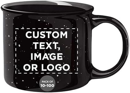 DISCOUNT PROMOS Custom Ceramic Campfire Coffee Mugs 13 oz. Set of 100, Personalized Bulk Pack - Perfect for Tea, Espresso, Cappuccino, Hot Cocoa - Black