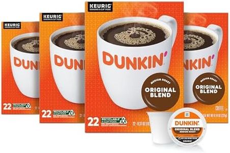 Dunkin' Donuts Original Blend Medium Roast Coffee, 88 K Cups for Keurig Coffee Makers