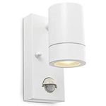 National Lighting PIR Outside Lights - Outdoor Security Lights - Gloss White Motion Sensor Presence Detector External Lantern Light - IP44 Rated 7W 240V LED GU10 Lamp (Not Included)