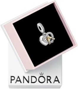 Pandora Two-Tone Happy Anniversary Dangle Charm - Compatible Moments - Jewelry for Women - Gift for Women - Sterling Silver, Gold & Cubic Zirconia - With Gift Box
