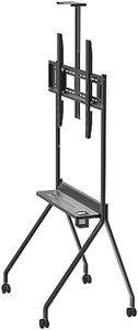 BIG VUE Rolling/Mobile TV Cart with Wheels for 42-86 Inch LCD LED 4K Flat Screen TVs, TV Floor Stand with Shelf Holds Up to 120 Kg, Height Adjustable Trolley Max VESA 900 x 600mm