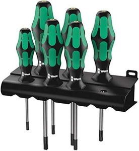 Wera 05028059001 Kraftform Plus 367/6 HF Torx HF Screwdriver Set and Rack, Lasertip, With Holding Function, 6-Piece