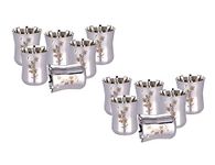 Ebun Stainless Steel Laser Finish Floral Heavy Gauge Drinking Glass Set 350 Ml 12 Pieces