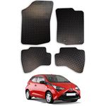 Car Mats for Toyota Aygo (2014-2021) [Hook Clip] Tailored Fit Rubber Floor Mat Set Accessory Black Custom Fitted 4 Pieces with Clips - Anti-Slip Backing, Heavy Duty & Waterproof