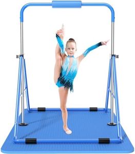 Safly Fun Expandable Gymnastics Bars Junior Training Bar Gymnastic Folding Horizontal Bars with mat for Kids(Blue+Mat)