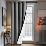 Deconovo Thermal Curtain Eyelet, Blackout Curtain with Extra Thick Microfiber Lining, 2-Layers Sunlight Blocking Lined Curtain for Living Room, 52 x 63 Inch(Width x Length), Light Grey, 1 Panel