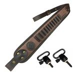 Canvas Rifle Sling Shoulder Strap with Ammo Holder for .308 .45-70 .30-06 .44MAG (Coffee Sling+Swivels)