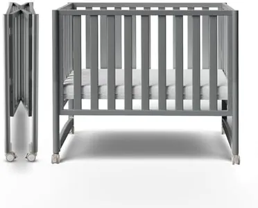 MAMAZING EvoNook 7-in-1 Convertible Mini Crib - Easy Assembly, Portable Folding Baby Mini Crib with Wheels, 100% New Zealand Pinewood, 4 Adjustable Mattress Heights (Crib, Pebble Grey)