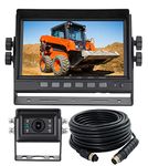 7" 1080P AHD Wired Reverse Rear View Backup Camera System,Guide line,IP69K No Water Leakage Camera, Night Vision, Vibration-Proof 10G for Tractor/Truck/Excavator/Caravan/Skid Steer/Heavy Equipment