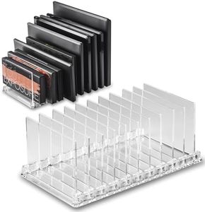 byAlegory Acrylic Makeup Eyeshadow Palette Organizer W/Removable Dividers | 10 Space Vanity Desk Storage Fits All Palette Sizes - Clear