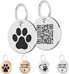 MYLUCKYTAG Stainless Steel QR Code Pet ID Tags Cat Tags - Pet Online Profile - Scan QR Receive Instant Pet Location Alert Email