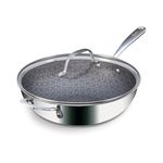 Lagostina Resist-Clad Wok 12in/ 30cm, Lago-Mesh technology, Thick-Clad Body, Scratch Resistant, Induction Safe, Oven Safe 350°F, Silver