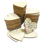 WELANE Unfinished Wooden Heart, 70 PCS Blank Love Shape Craft Slices for Crafting, Party Decoration (5cm/1.96in)