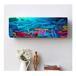 DARSHANAM WORLD Printed Air Conditioning Dust Cover Folding Designer Ac Cover for Indoor Split Ac 1.5 ton (97 x 31 x 21 .5 cm ) (SEA FISH), Polyester