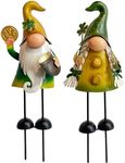 HONGLAND St.Patricks Day Decorations Outdoor Green Gnomes, Metal Gnomes Figurine Irish Leprechaun St Patricks Day Decor, Luck Shamrock Gnome for Home Outside Garden Lawn Party Yard Patio (18 INCH)