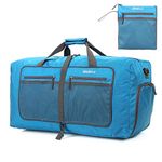 Bekahizar 60L Foldable Duffel Bag Lightweight Travel Duffle Water Repellent Carry On Packable Luggage Bag for Men Women Camping Storage Gym Sport Shopping (Blue)